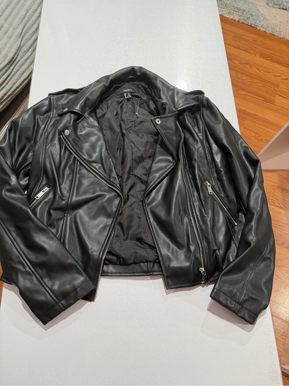 Forever 21 Black Faux Leather Jacket with Lined Interior